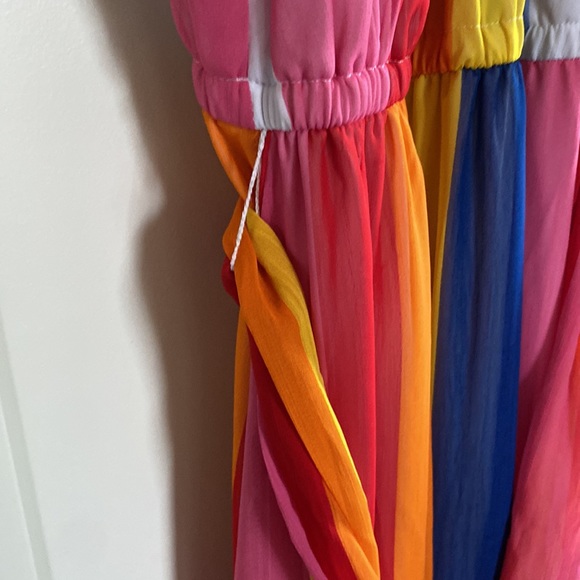 NEW YORK & COMPANY- Sheer multi-color halter dress. Maxi - Dress (full length). - Picture 9 of 12